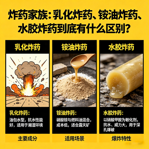伽师炸药家族：乳化炸药、铵油炸药、水胶炸药到底有什么区别？